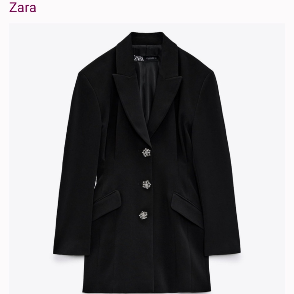 Zara black blazer and with jeweled buttons NWT!